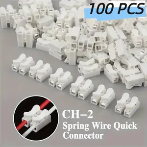 50/100pcs Quick-Connect Wire Clips, 2-Position Electrical Cable Snap Connectors, Durable Brass with PVC Insulation, Easy Installation, Secure Clips for Cable
