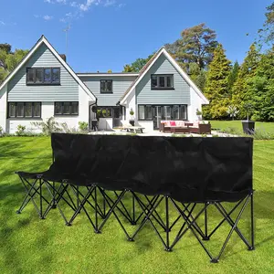 Costoffs 6-Seat Portable Folding Bench for Sports Camping Events with High Back and Side Pocket Costoffs 6-Seat Portable Folding Bench for Sports Camping Events with High Back and Side Pocket