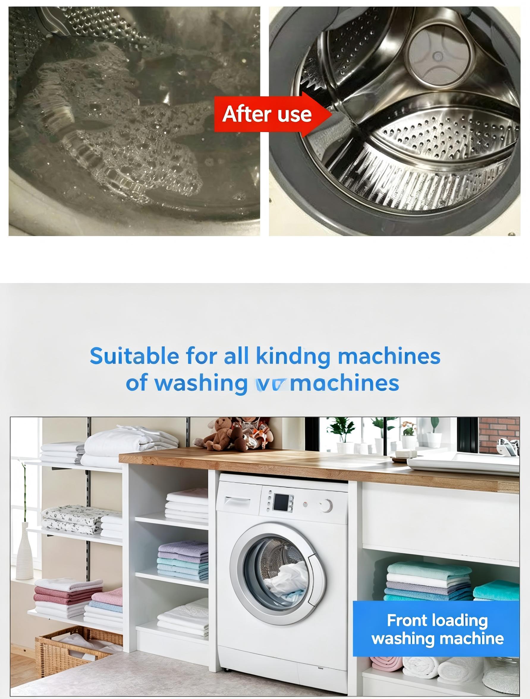 Eco-Friendly Washing Machine Cleaner Fights Pet Odors & Hair Build-Up for Fresh Clean Machines