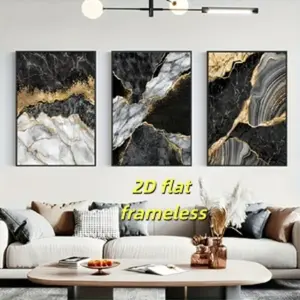 3 luxury marble abstract art decorative paintings - modern abstract wall art, suitable for home decoration 2D flat printing frameless paintings