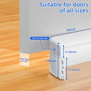 Door Seal Strip 39/78 Inch Under Door Draft Stopper Bottom Sweep Soundproof Noise Blocker Gap Filler for Home & Office Easy Install Versatile Use Floor Protection Airflow Prevention