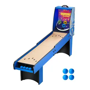 8' Roll and Score Classic Arcade Table, Gaming Items Video Game Machine for Indoor Use, with Electronic Scorer, Sound System, Automatic Ball Return, 4 Balls for Family Game Room Recreation