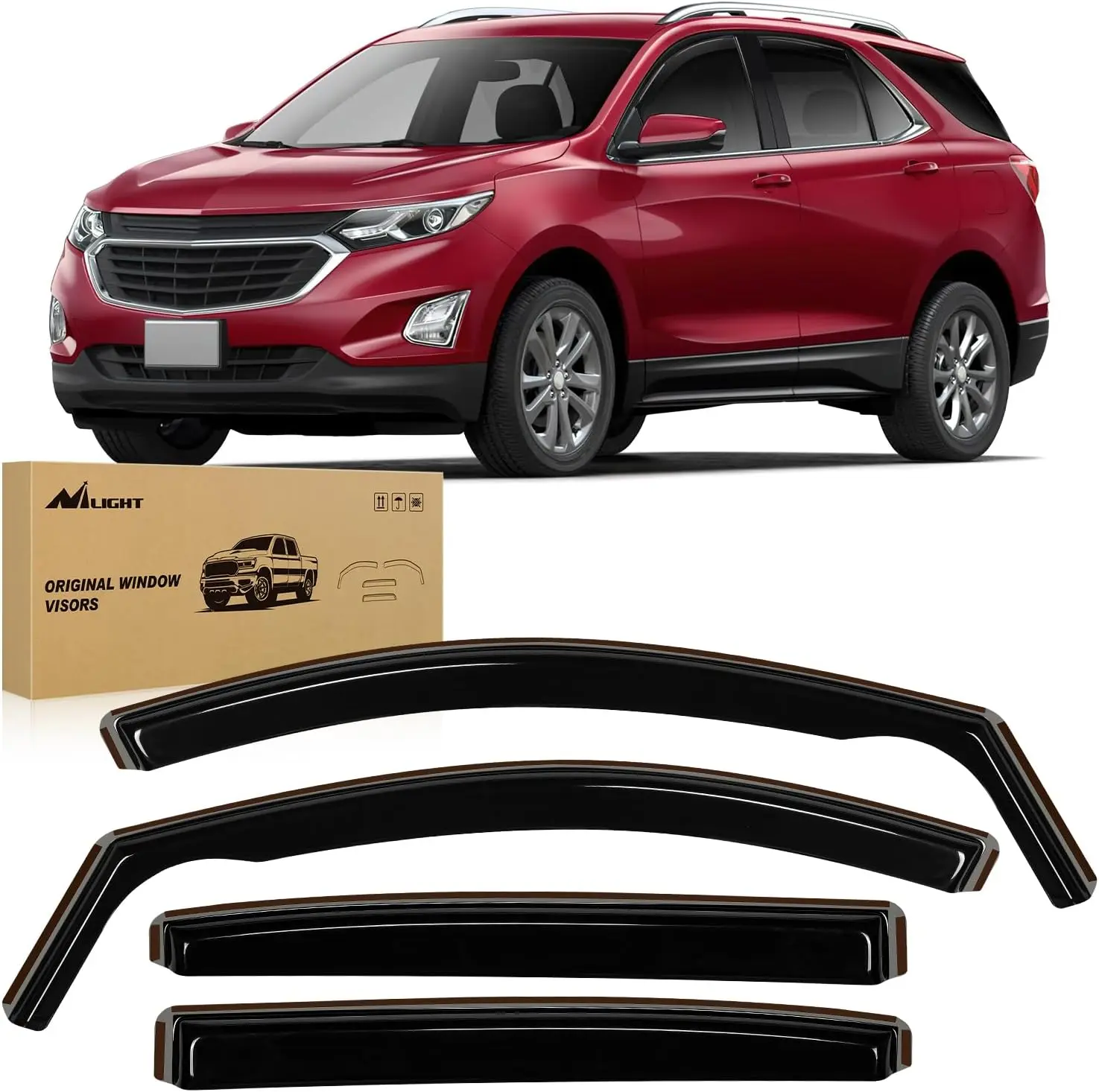 Nilight In-Channel Rain Guards for Chevrolet (Chevy) Equinox 2018-2024, Vent Window Visors, Original Window Deflectors - 4PCS Automotive Exterior Auto Parts Accessories for Car, Vehicle & Car Use, Car Accessories