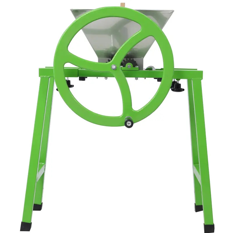 Sturdy Kitchen Utensils Manual Fruit Grinder - 7L/1.8Gal Classic Apple Wine Crusher with Bracket, Large Stainless Steel Green Portable Wheel Dispersing & Beating Machine for Juice Extraction