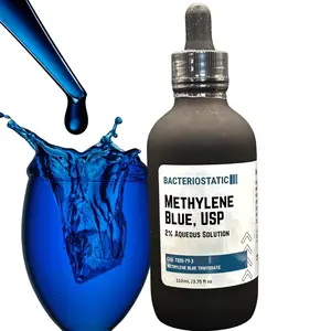 Drip Co Methylene Blue Trihydrate USP 2200 mg 3.75 oz Glass Bottle with Dropper, 2% Edible Aqueous Solution, USA-Made Healthcare Supplements, Gluten Free, Vegan Safe Brain Boost Vitamin Solution