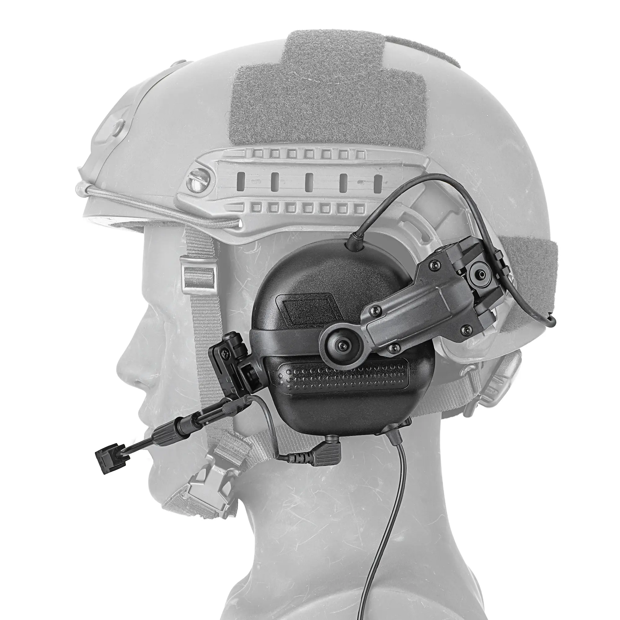 Tactical Low Profile Helmet Earmuffs, Composite Shooting Protection with Active Noise Cancelling and 23dB NRR for FAST/Wendy Helmets, Hearing, Low Noise