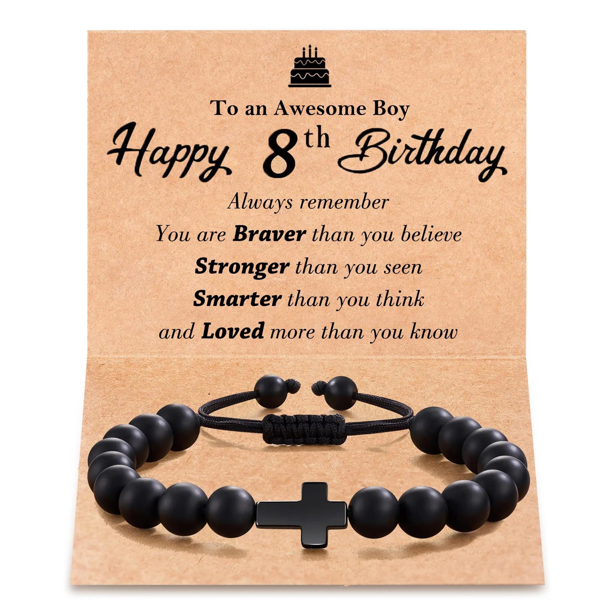 7th-13th Birthday Gifts for Boys, Happy Birthday Cross Beads Bracelet Gifts for Boy Age 7 to 13