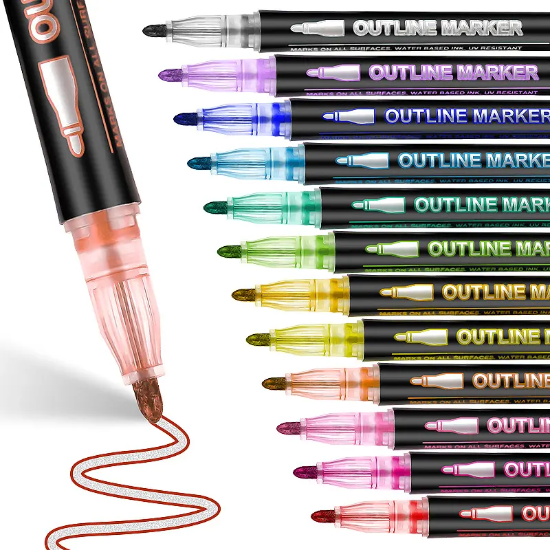 Outline Shimmer Markers 36 & 48 Glitter Metallic Gel Pens for Coloring Trendy Fun Art Crafts School Journaling Supplies for Kids Girls Ages 4-16 Christmas Birthday Gifts TikTokShopBlackFriday