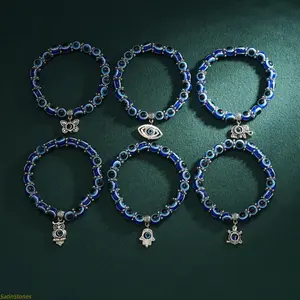 SatinStones 2026 Fashion Butterfly Bracelet Turtle Blue Eyes Beaded Animal Pendant Elastic Bracelet for Women with Unique Charms
