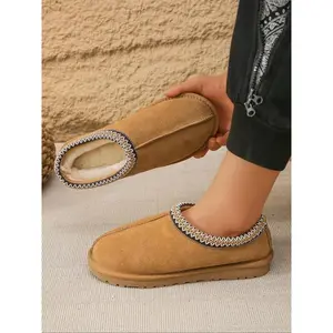 Men's Fashionable Solid Color Warm Slippers, Casual Comfortable Home Slippers for Fall & Winter, Fluffy Plush Lined Slippers for Indoor & Outdoor Wear��gift��Gift