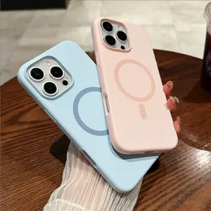 [LX]Liquid Silicone Magsafe Case For IPhone 16 14 13 12 15 Pro Max Plus Original Magnetic Wireless Charging Cover For IPhone 16 Case Shockproof