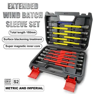 19PCS Extended Magnetic Hex Socket Set, Nut Driver Set, S2 Alloy Steel 150mm Hex Shank Impact Bits