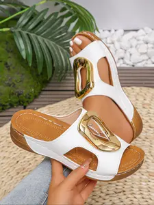 Women's Summer Outdoor Fashion Slip-On Open Toe Sandals, Casual Floral Wedge Slippers, Versatile Beach Shoes for Women, Comfortable and Stylish, Fashionable Casual Sandals, Footwear