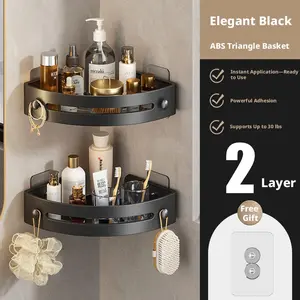 Wall-Mounted No-Drill Triangle Storage Rack, Toilet and Sink Organizer Solution, Durable Design for Daily Use