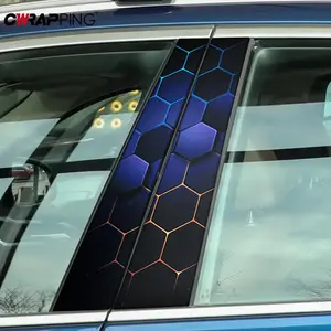 Honeycomb Pattern Car Sticker, Waterproof Car B Pillar Center Column Decor Cover, DIY Scratch Resistant Car Styling Decoration Sticker