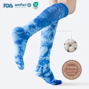 ISUNIE 20-30 mmHg Compression Socks, Breathable Cotton Blend with Cushioning, FDA Registered for Circulation & Comfort