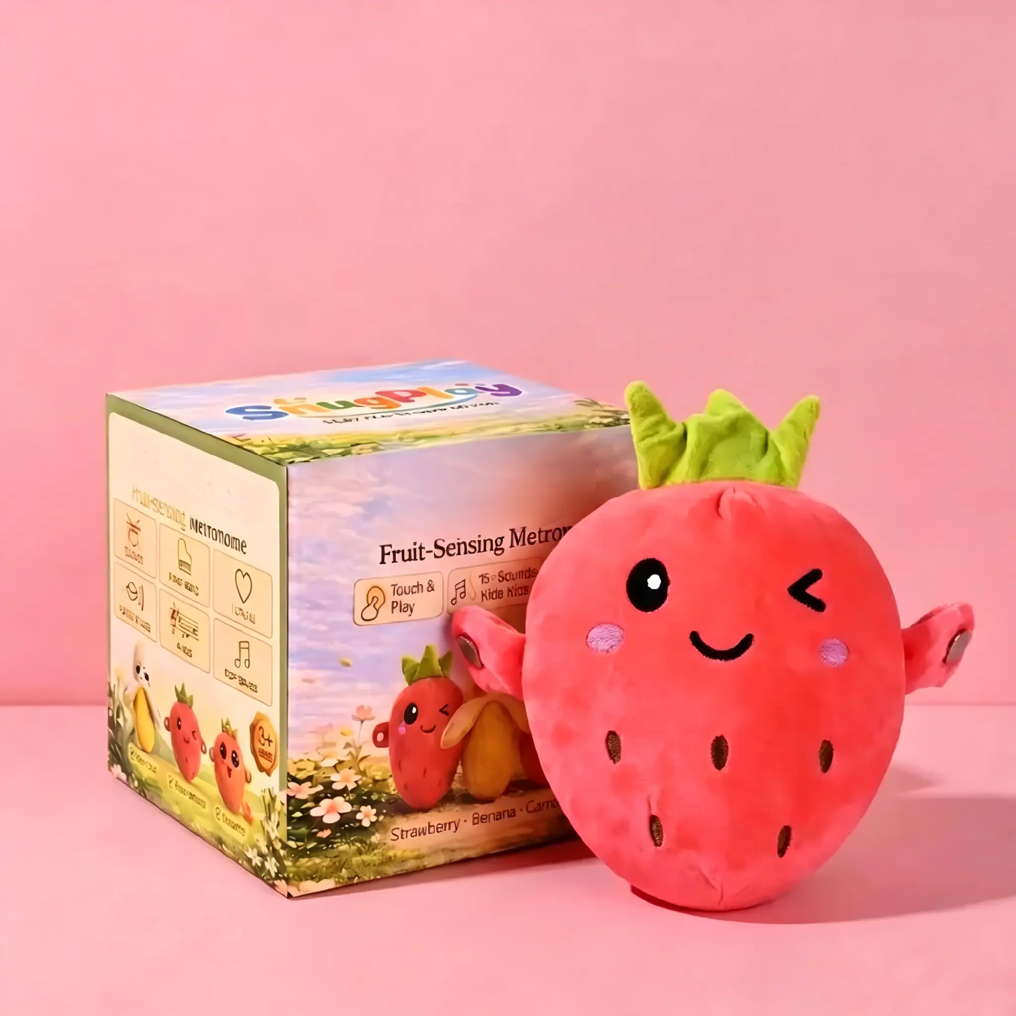 Strawberry interactive Music Plush Toy Set -Banana,Strawberry & Carrot Electric Plush Toys forParent-Child Interaction, Couples & FriendsPrank Toy, Valentine's Day & Easter Party FunGift for Kids & Adults stuffed animals cute girlygifts