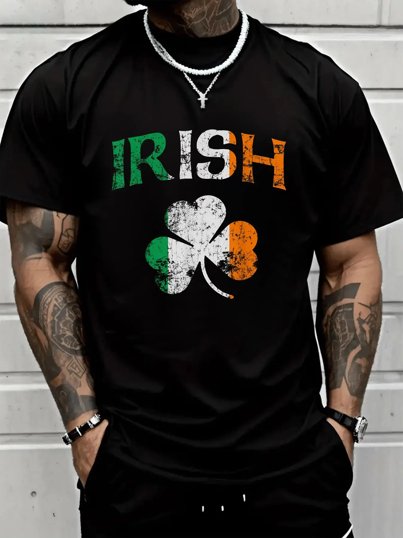 Irish Shamrock Vintage Washed T-Shirt, Unisex Ultra-Soft 100% Cotton Casual Short Sleeve Crew Neck Streetwear Top for Saint Patrick's Day, Loose, Menswear, Round Neck, Stylish, Parties, Clothes, All Seasons, Cold Wash