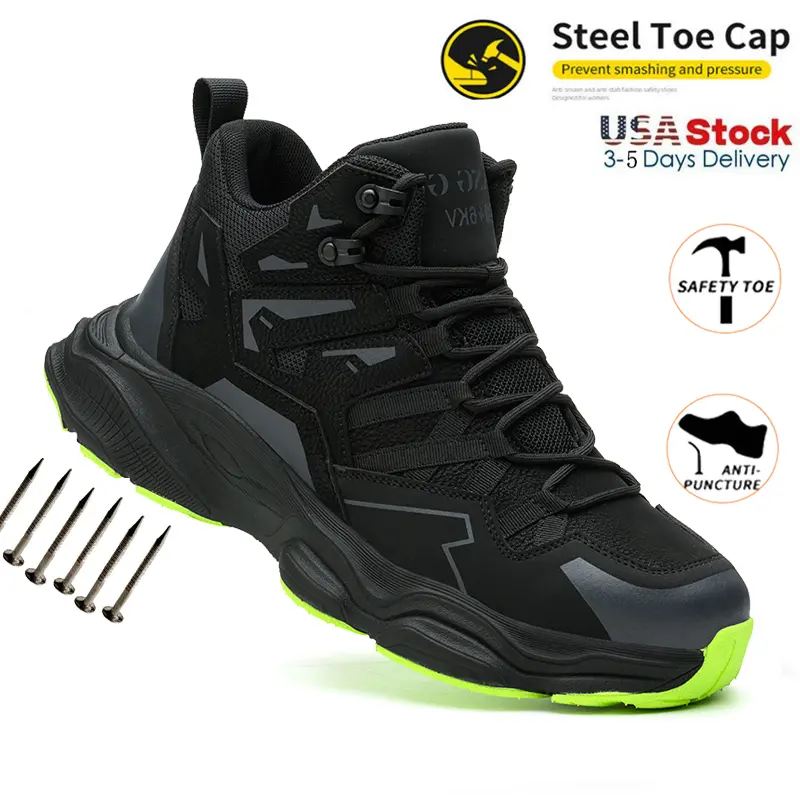 Steel Toe Cap Shoes For Men Work Boots Puncture-Proof Work Safety Shoes Protective Working Shoes Male Footwear Security Sneakers all-season outdoor Indestructible construction shoes