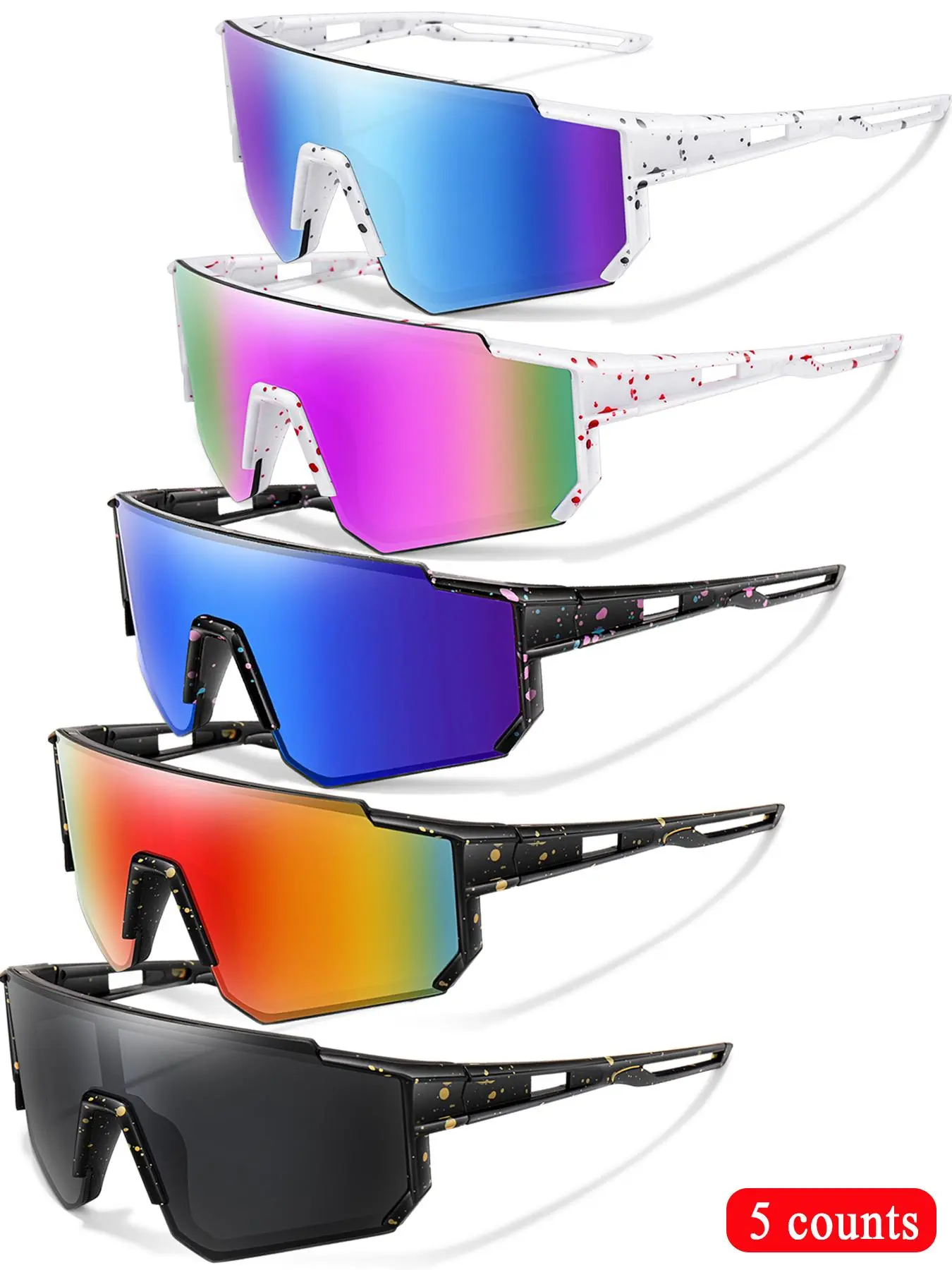 Unisex Sporty Cycling Sunglasses, Cycling Eyewear, Outdoor Sports Sunglasses, Trendy Sunglasses for Everyday Use, Fashion Accessories for Outdoor Activities
