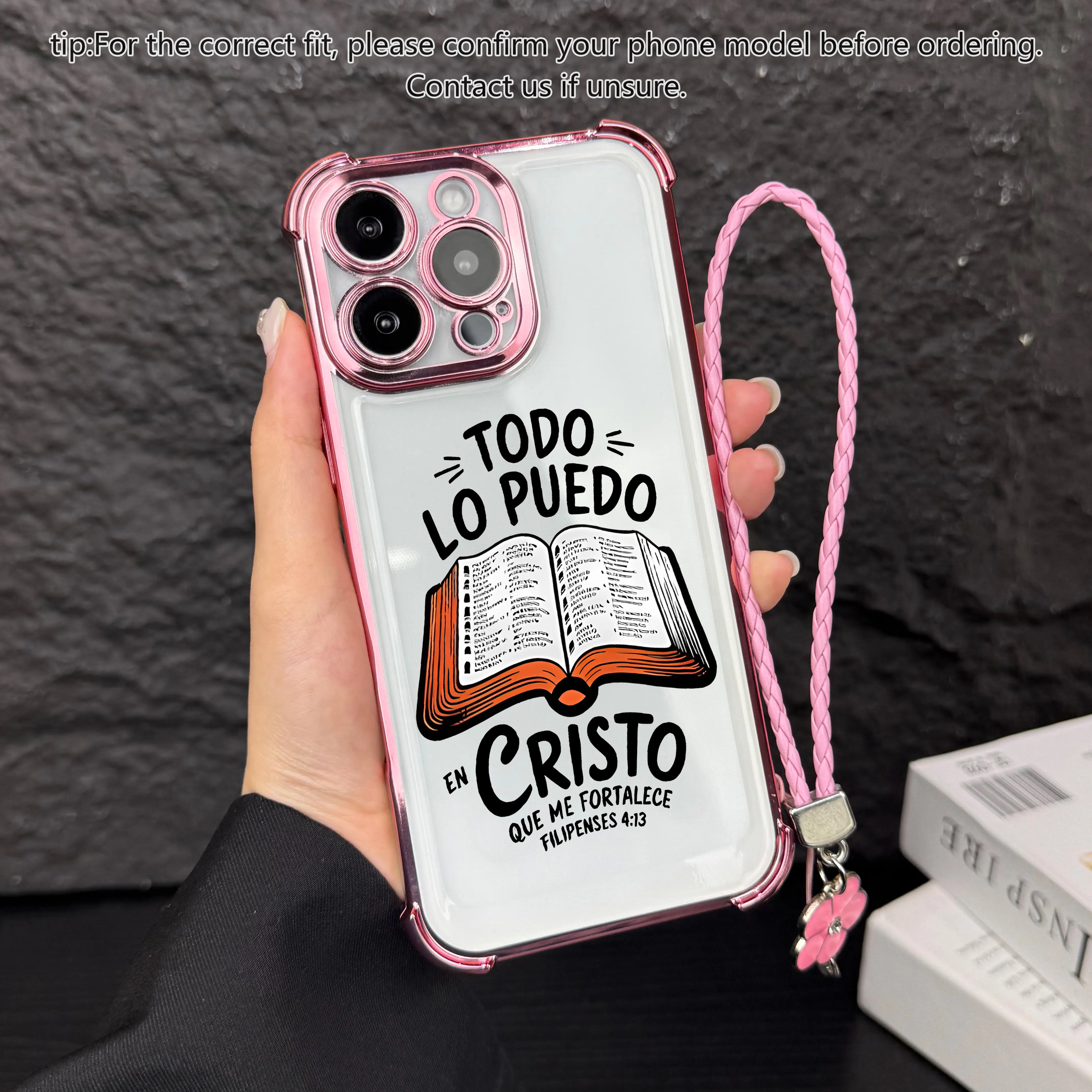 Pink+Four-leaf clover lanyard