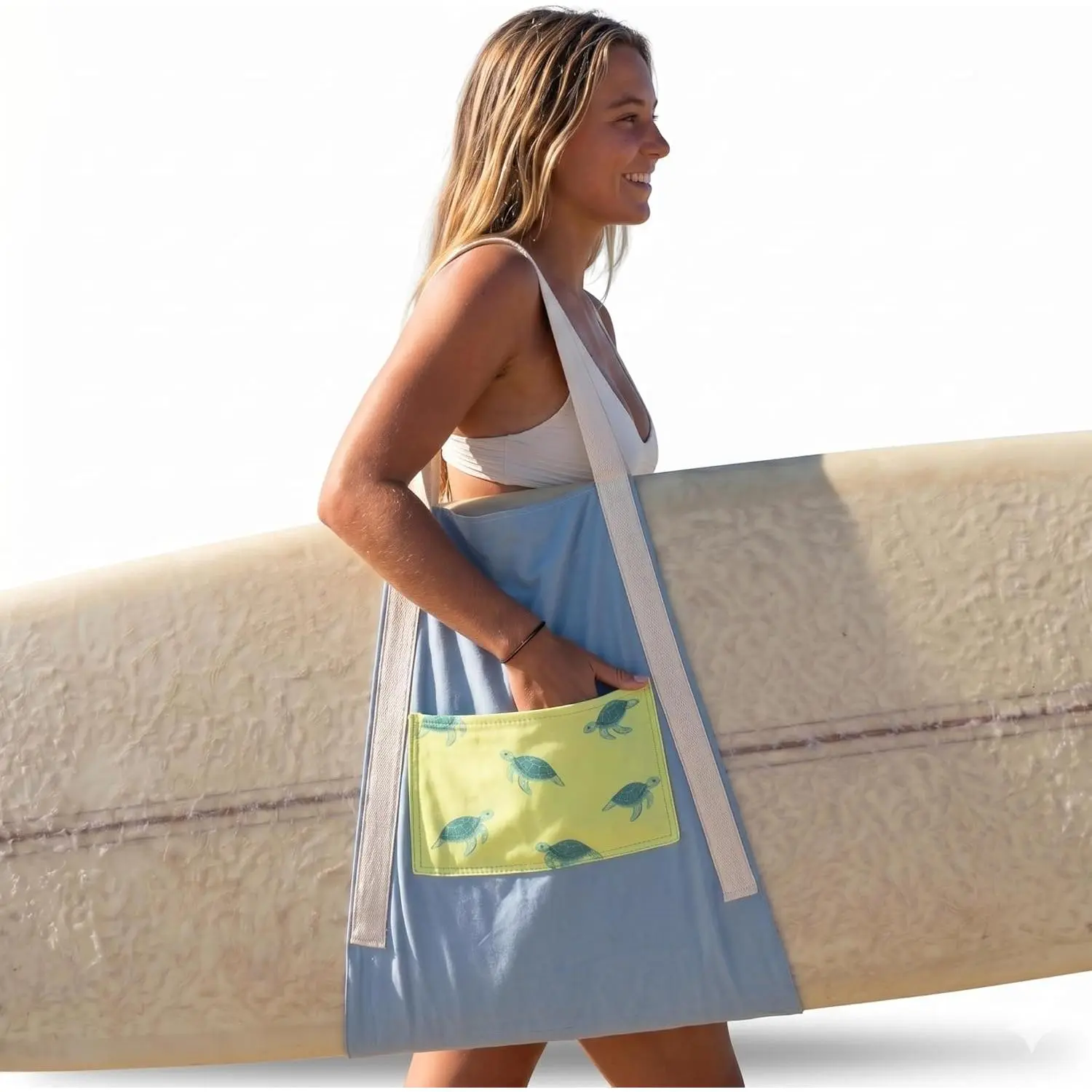 Premium Eco-Friendly Canvas Surfboard Sling Bag & Carrier with Shoulder Strap, Reinforced Stitching, Hands-Free Surfboard Wrap for Longboards Shortboards Funboards, Original Design