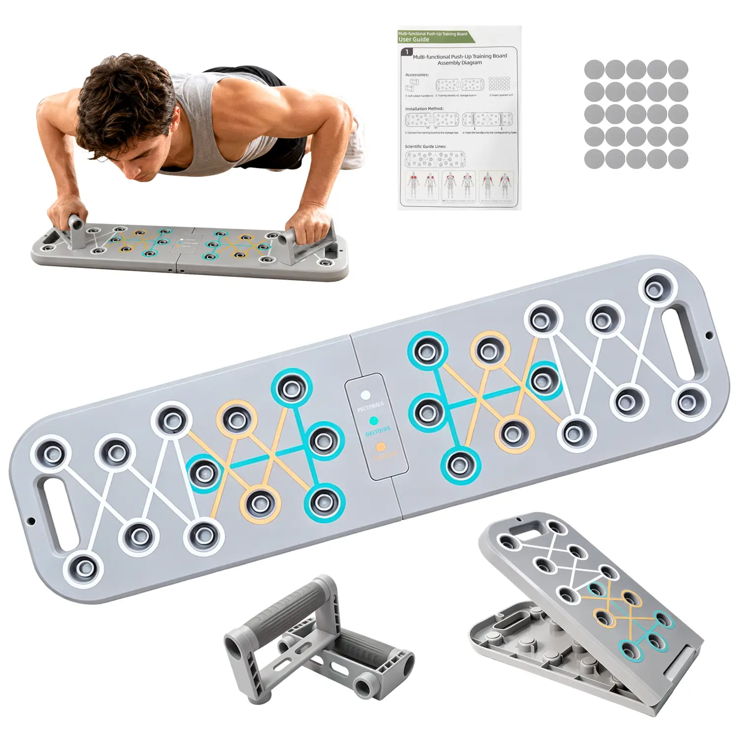 Color-Coded Exercise Equipment, Folding At Home Gym Board with Anti-Slip Base, Portable Tool for Core Exercise and Chest Training, At Home Gym Equipment, Workout, Core Workout Equipment