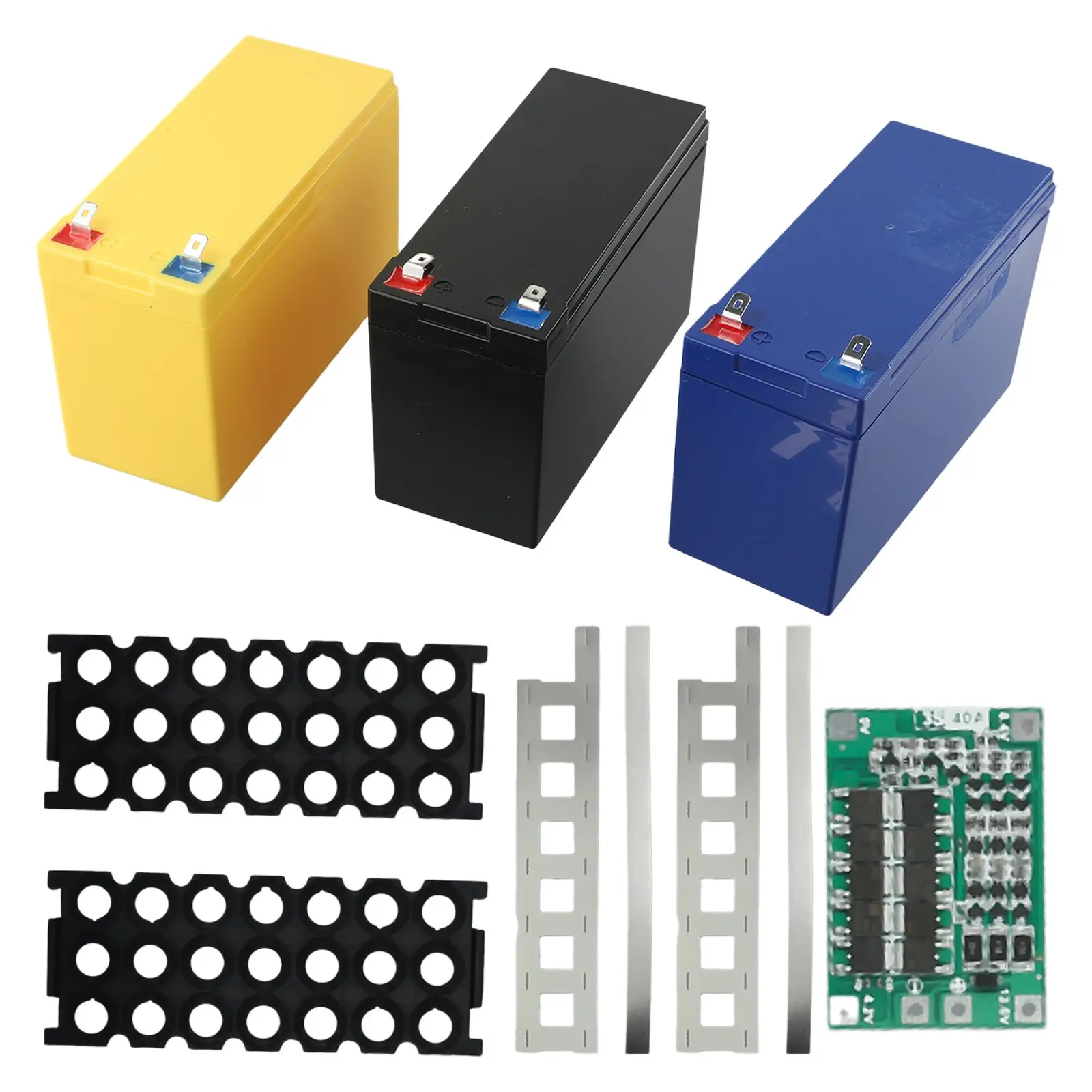 12V 7Ah 18650 Plastic Battery Case Holder, Green ABS Material Storage Box with 3*7 Nickel Strip, DIY Power Tool Battery Pack Accessory Kit, DIY Kit, Diy Battery Pack Accessory Kit