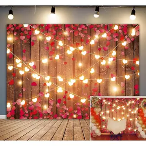 Valentine’s Day Heart Light Tapestry, Flannel Wooden Wall Hanging with Romantic Heart Pattern, Cozy Home Decor & Photo Backdrop Gift