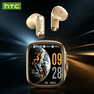HTC NE72 Smart Touch Screen Wireless Earbuds with Real-Time Translator, Low Latency Gaming Earphones, IPX7 Waterproof Bluetooth Headphones with Find My Earbuds for Office Commute（White）