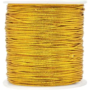 1mm Spool Gold Metallic Cord Tinsel String Jewelry Braided Thread, Total Length 109 Yards/ 328 Feet (Gold)
