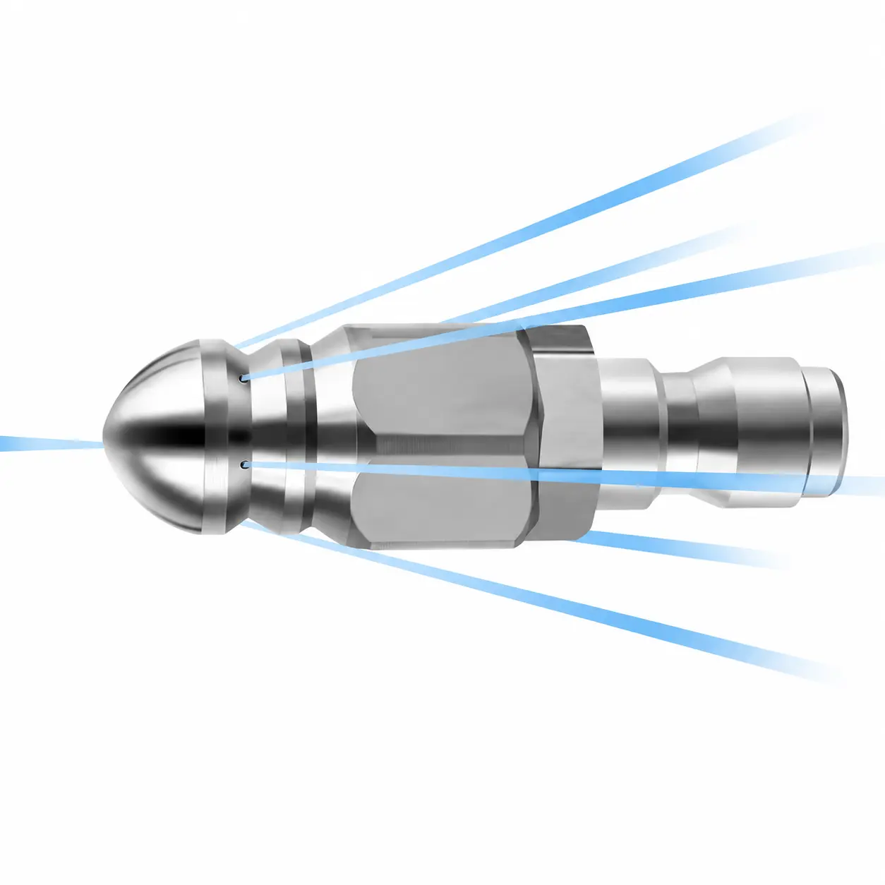 1 Front 6 Rear Water Jetting Nozzle High Pressure Drain Cleaner, Stainless Steel High-Pressure Sewer Jetter Nozzle, Sewer Cleaning Tool high-pressure Nozzle Toilet Blockage Remover