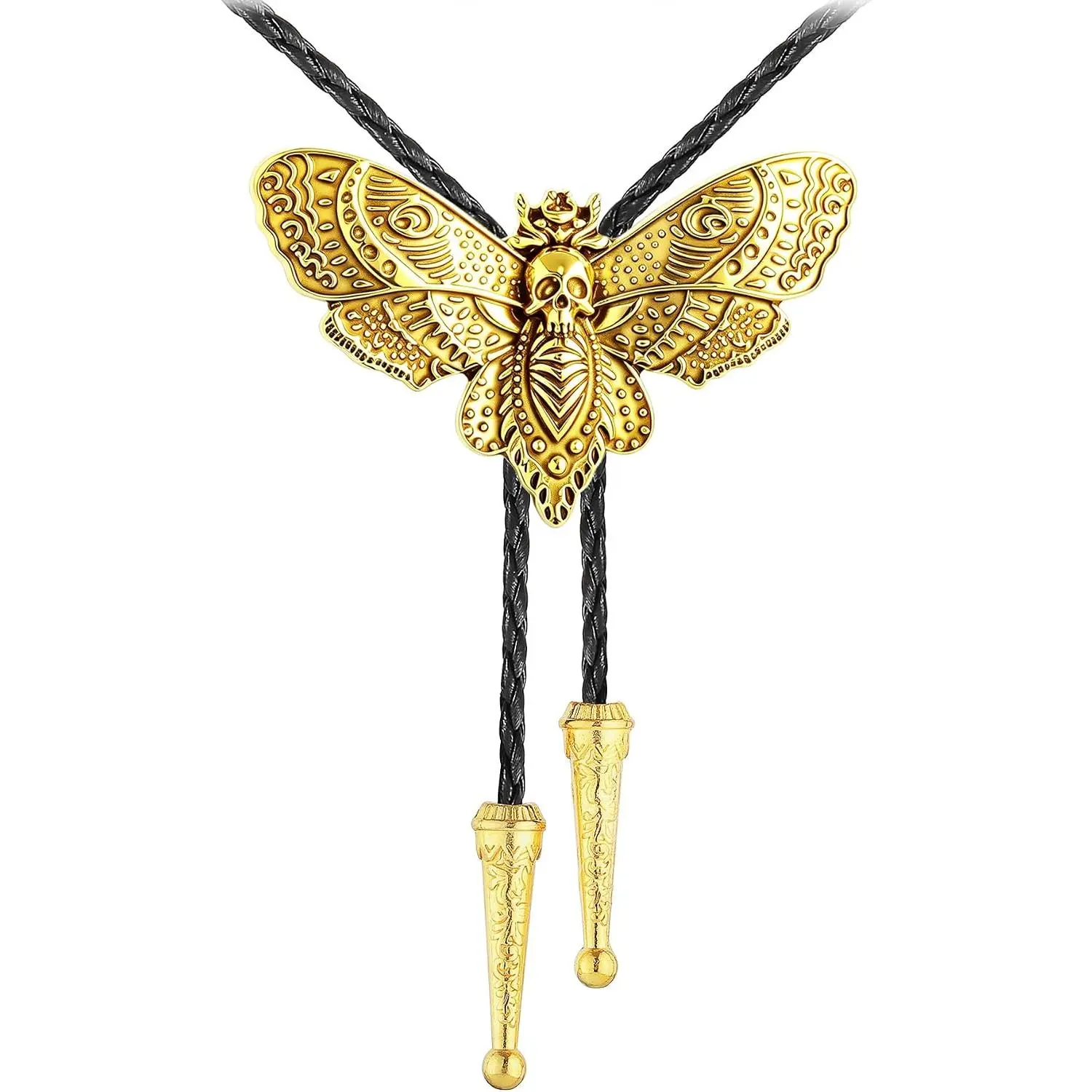 Western Cowboy Bolo tie for Men Women Gold Silver Death Skull Moth Cross Bolo Tie Christmas Deer Rooster Wolf Necktie Gift