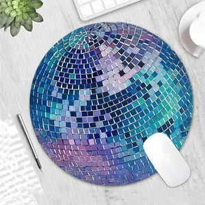 Vintage Disco Ball Pattern Mouse Pad, Round Mouse Pad with Non-slip Rubber Base, Decorative Mouse Mat for Gaming & Office, Desktop Accessory, Desk Accessories, Mousepad