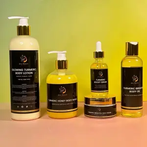 Glowing Turmeric Body Lotion, Tumercic Brightening Body Oil, Tumeric Boost Serum,  Turmeric Honey Body Wash, Tumeric Brightening Face Cream,Travel Size Skincare Essentials, Bath & Body Gift Set
