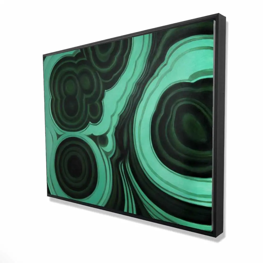 212 MAIN Framed Canvas Wall Art - Green Abstract Malachite Stone Print, 36x48 in, Retro Vibrant Hue Home Decor, Symbol of Transformation, Ideal Styling Gift for Home