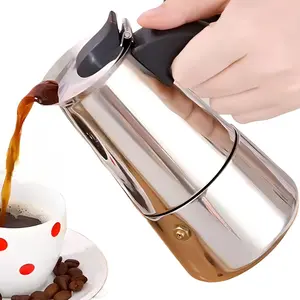 Stainless Steel Moka Pot Espresso Maker,Stovetop Moka Pot,Percolator Coffee Pot,Italian Coffee Maker,Cuban Cafe Brewing,Greca Coffee Maker (4 CUP)
