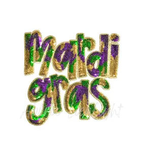 Mardi Gras Colorful Ombre Sequins Patch - Large