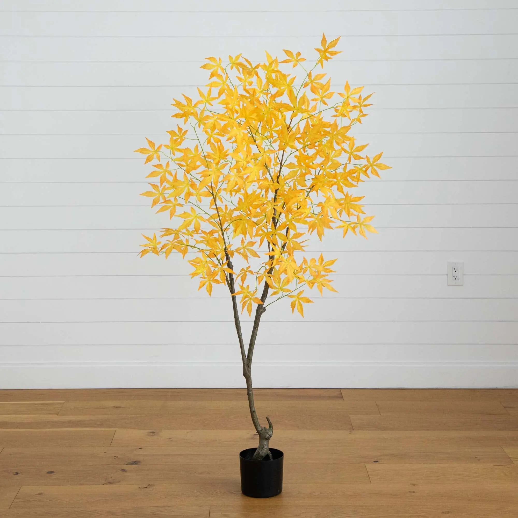 5' Vermont-Inspired Decorative Artificial Autumn Maple Tree with Leaf Accents - Planter-Suitable Botanical Aesthetic Ornament for Nursery, Thanksgiving Indoor Home Decor, Landscape Enhancement