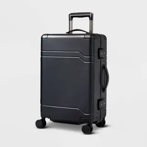 Hardside Carry On Trunk Suitcase Spinner Hardshell Luggage Buckle Closure Black