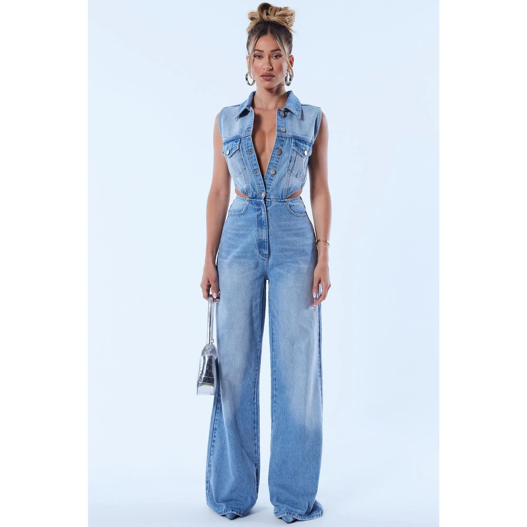Baylin Denim Jumpsuit - Light Wash