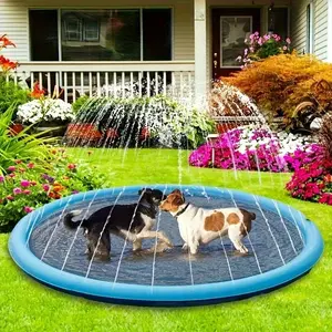 1pc [Summer Water Play Dog Tub] Durable PVC Dog Splash Pad - Heavy-Duty Outdoor Pet Bathing Tub with Summer Water Play Toy for Dogs Inflatable Sprinkler Pad
