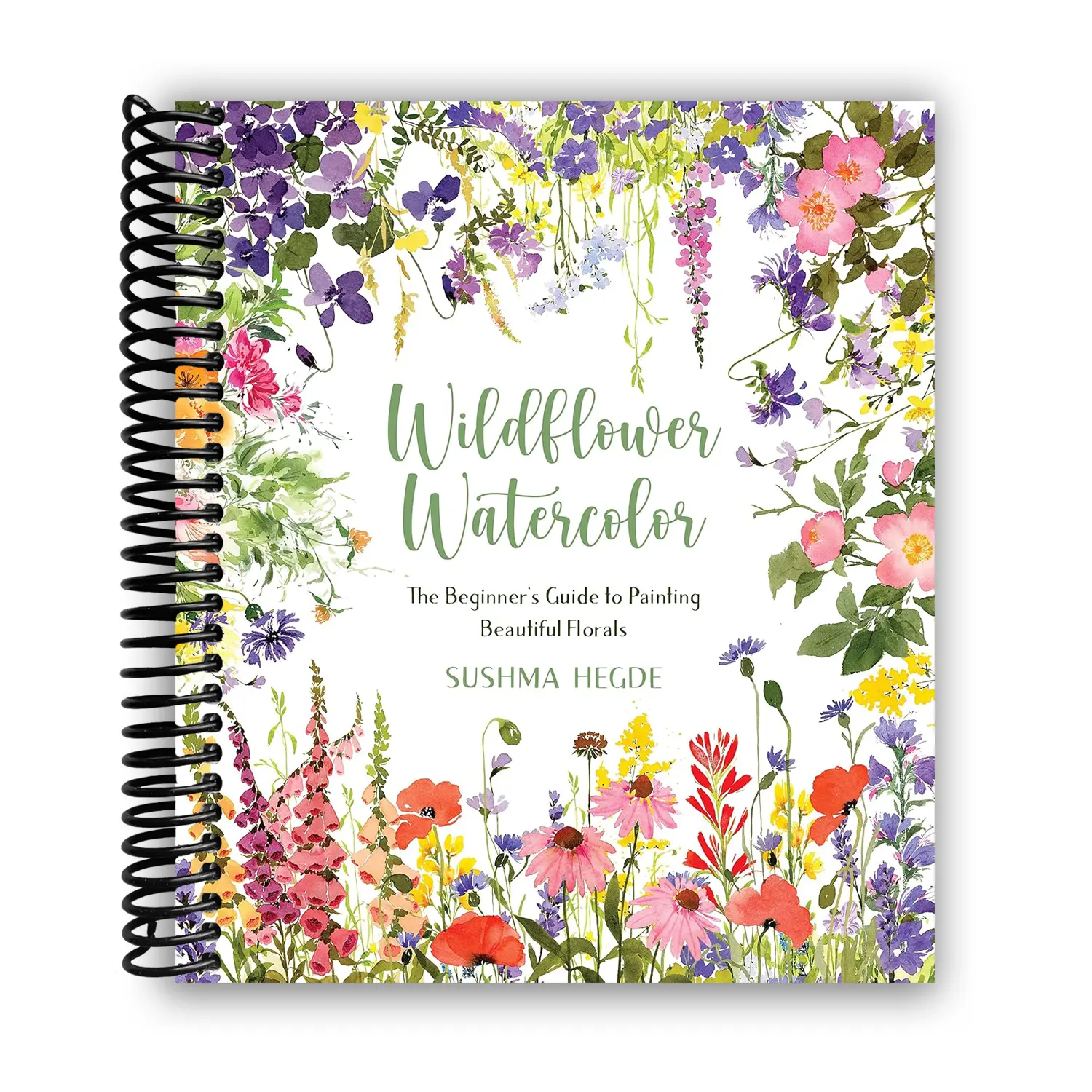 Wildflower Watercolor Art Tutorial Book - Beginner's Guide with Art, 30 Beautiful Projects, Easy-to-Follow Instructions, Step-by-Step Illustrations, Color Mixing & Brushstrokes (Spiral Bound)
