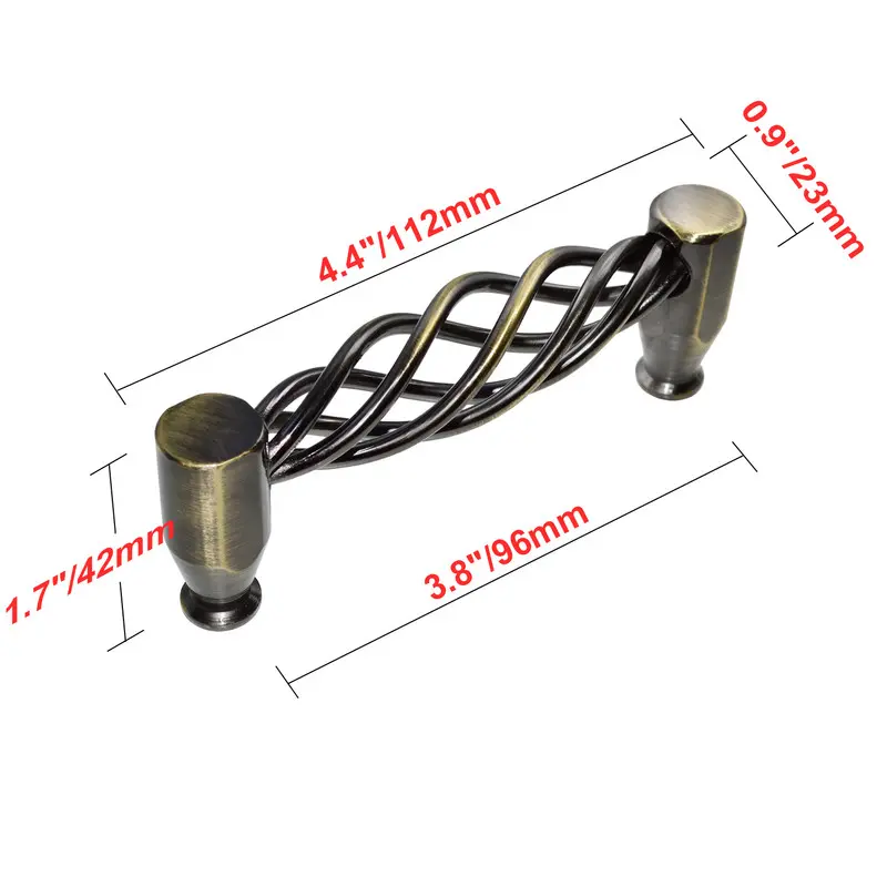 Antique Brass Aire Cabinet Pull - 3.8 inches Center to Center Dimension, Bath Door Handles with Functionality to Cabinets, Pack of 5