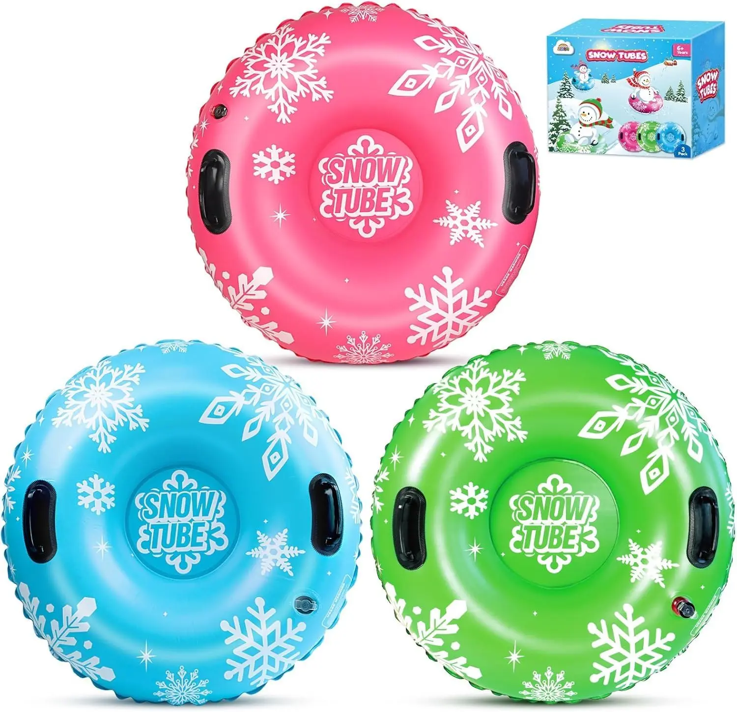 ZMLM Snow Tube for Sledding -2 Pack/3 Pack 36" Inflatable Snow Sled for Kids and Adults Heavy Duty Blow Up Tube with Handles Outdoor Winter Toys Gift for Sport Supplies