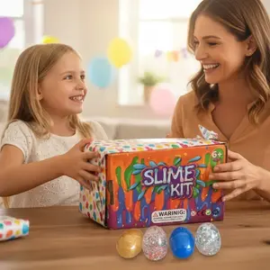 3 pcs Surprise Easter Egg Slime Set - DIY Rainbow Slime Craft Kit, Fun Spring Activity for Kids, Perfect Easter Egg Hunt Gift