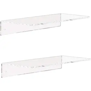 Clear  Shelves 12 Inch, Floating Wall Mounted Shelf for Wall Storage, Set of 2