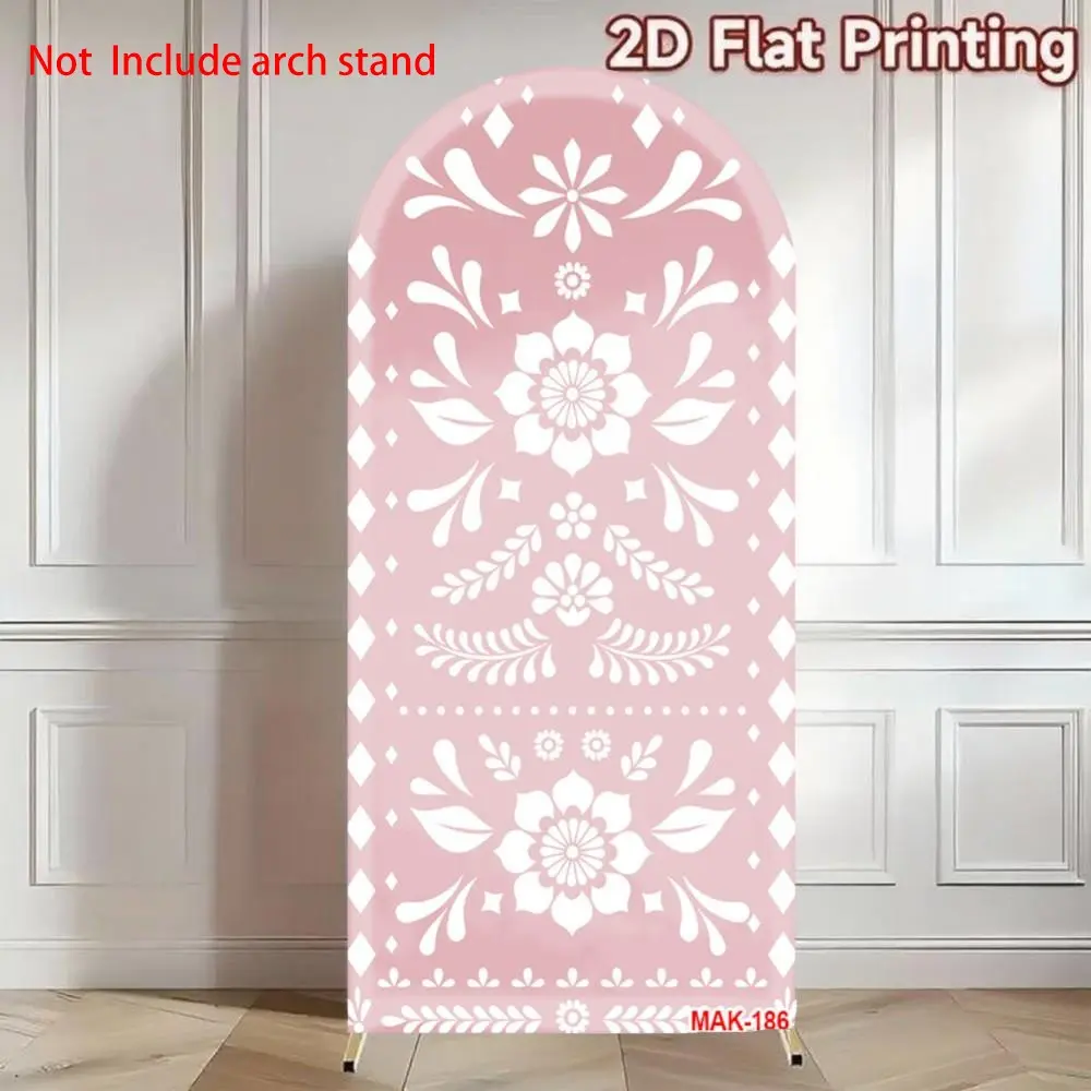 Pink Mexican Fiesta Birthday Party Bride Shower Wedding Custom 2-Sided Covers Chiara Arch Background Decor Backdrop Photo Wedding Arched Backdrop Party Decoration Photoshoot Backdrops