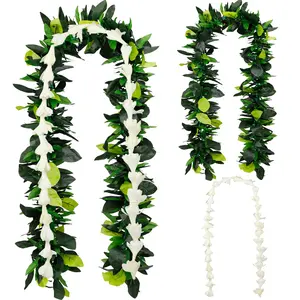 ONERIR 2-Pack Hawaiian Maile & White Tuberose Graduation Leis Set, 6.56ft Lightweight Artificial Leaf Flower Necklaces, Decor Ornaments for Luau Wedding, Class of 2026 Graduation Gift (Photo-Ready)
