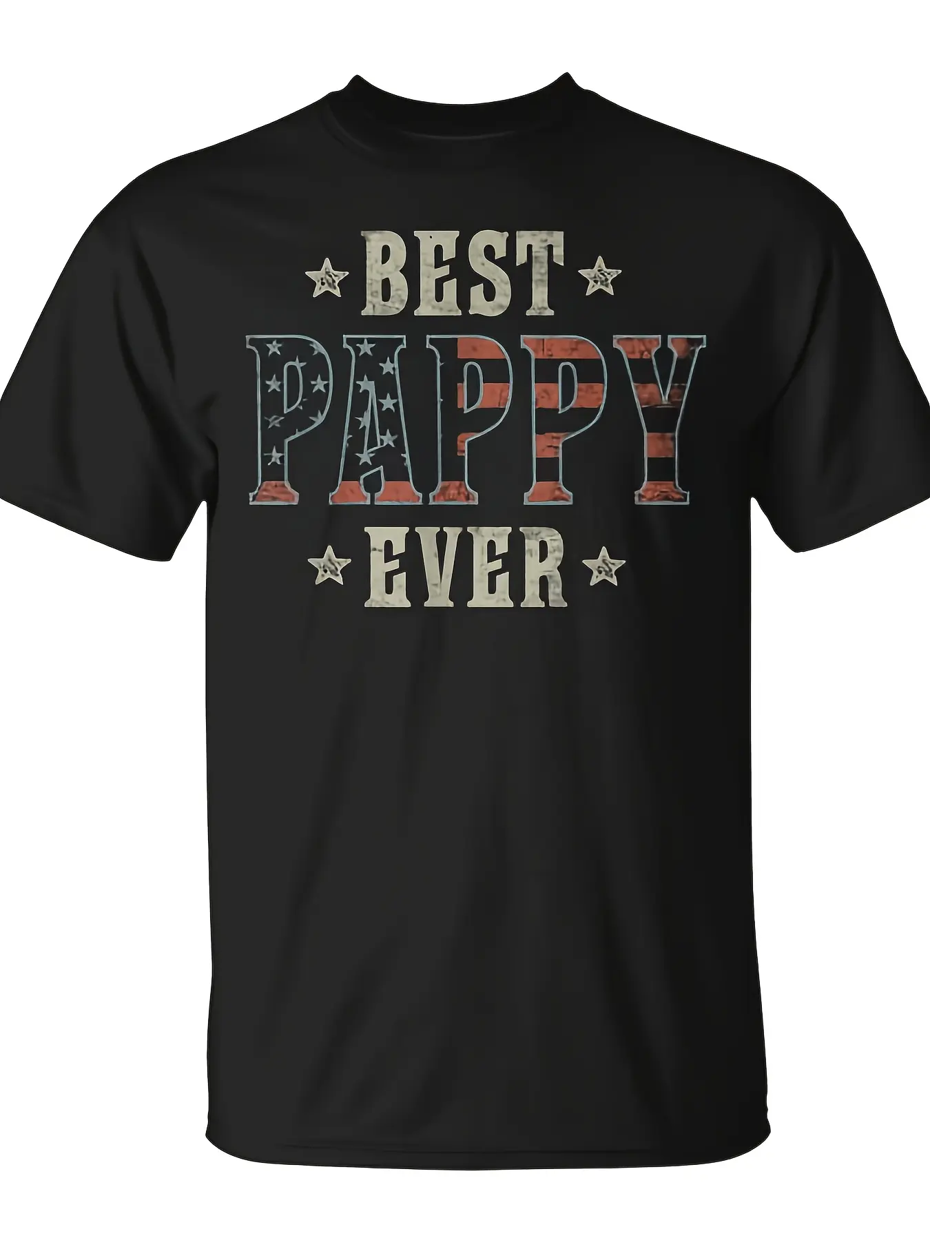 Retro American Flag T-Shirt - Best Pappy Ever Suitable for Spring, Summer, and Fall Wear| Machine Washable Round Neck Tee with Pappy| Casual & Holiday Apparel for, Year-Round Comfortable Daily Outfits